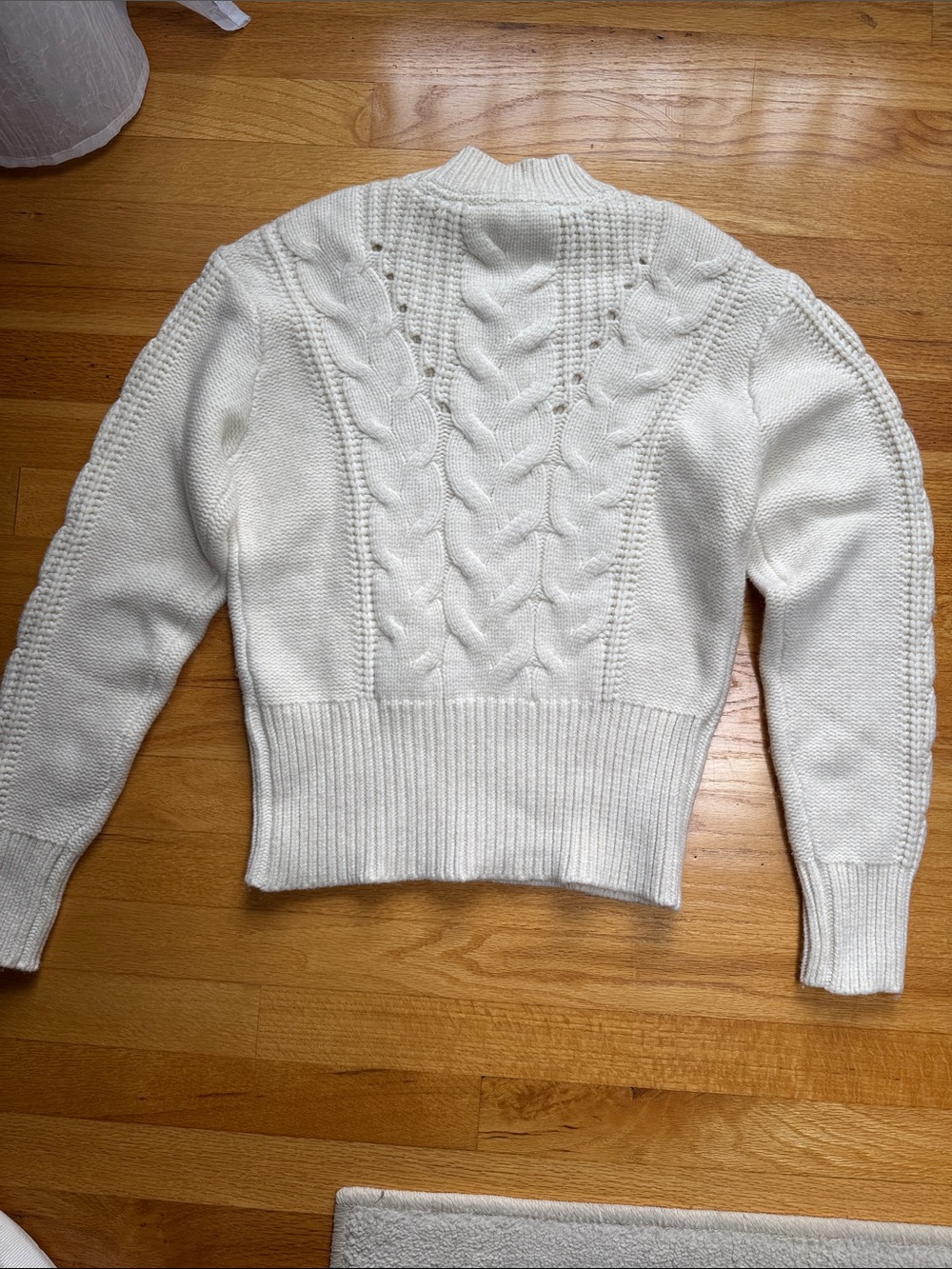 White House Black Market Cream Cable Mock Neck Sweater - Picture 5 of 6